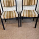 2 wooden chairs and vintage fabric
