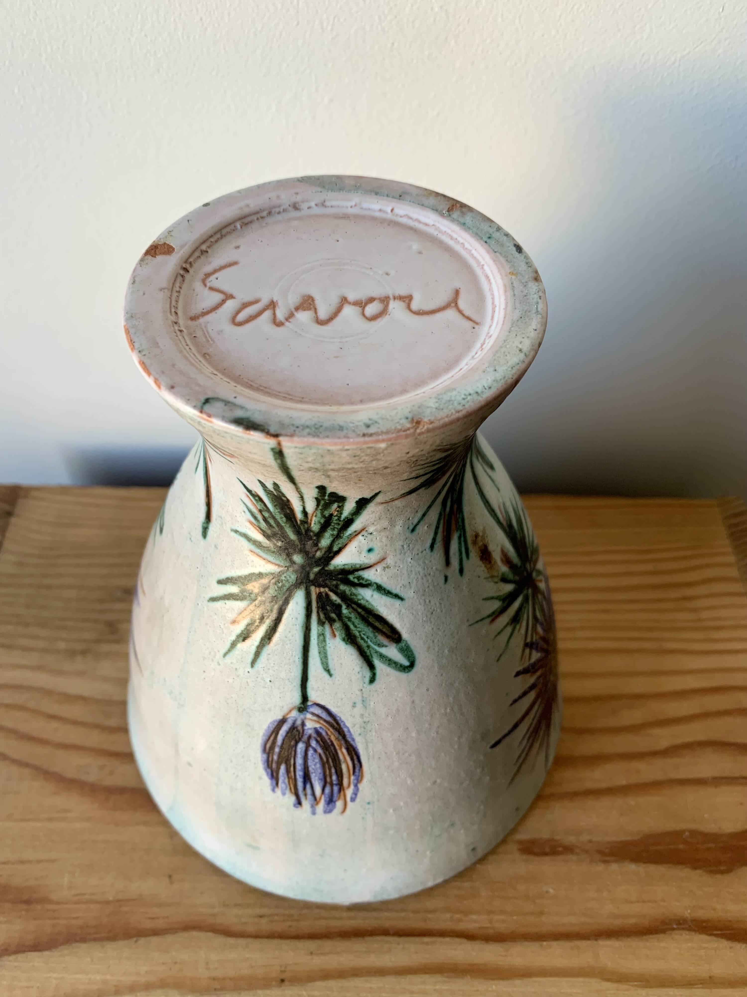 Vintage Ceramic Vase with SAVOIE Thistles