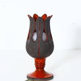 Handmade red ceramic table lamp, Sweden, 1970s