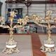 Pair of Louis XV Rocaille Style Candle Holders in Gilded Bronze and Marble