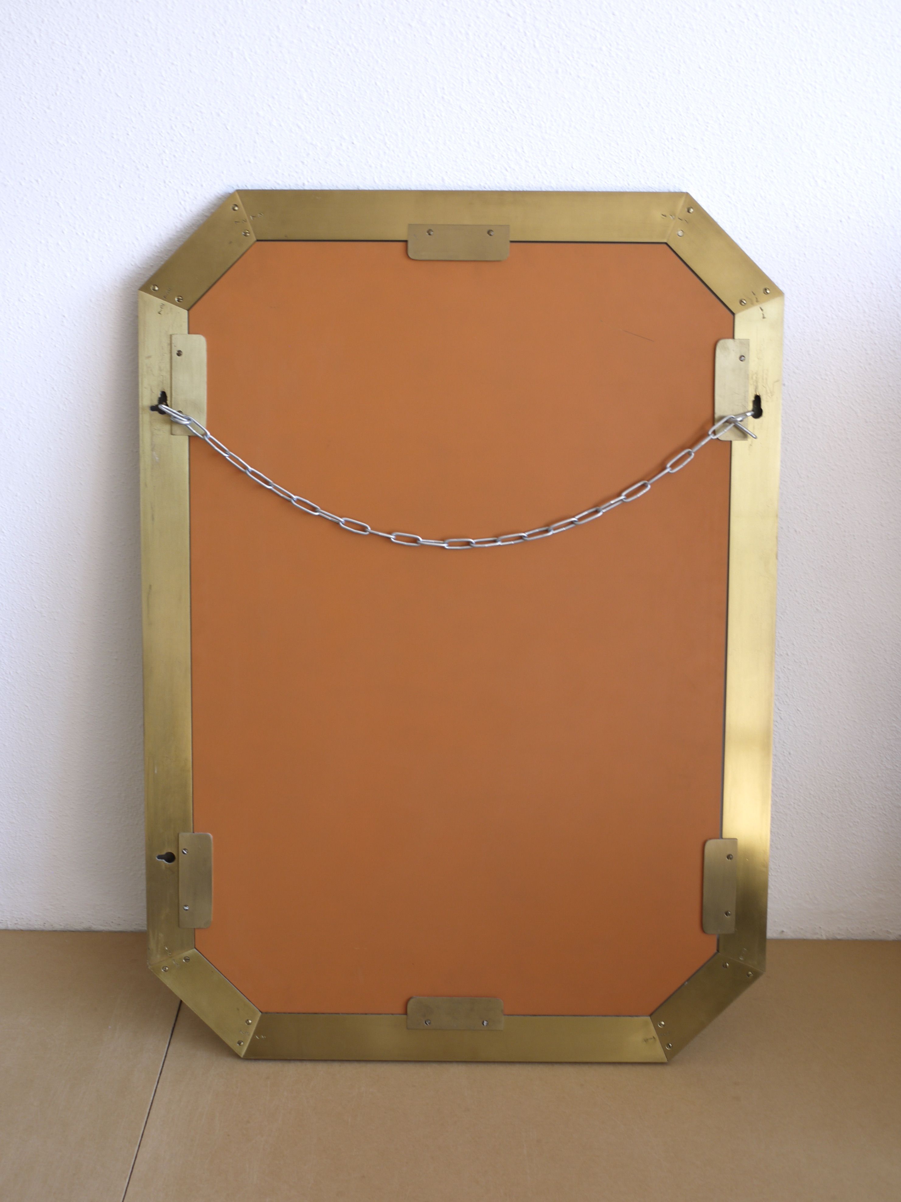 Modernist brass and glass console table & mirror. 1970s