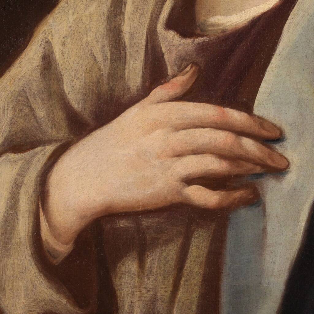 Peinture italienne antique d'un saint du XVIIIe siècle