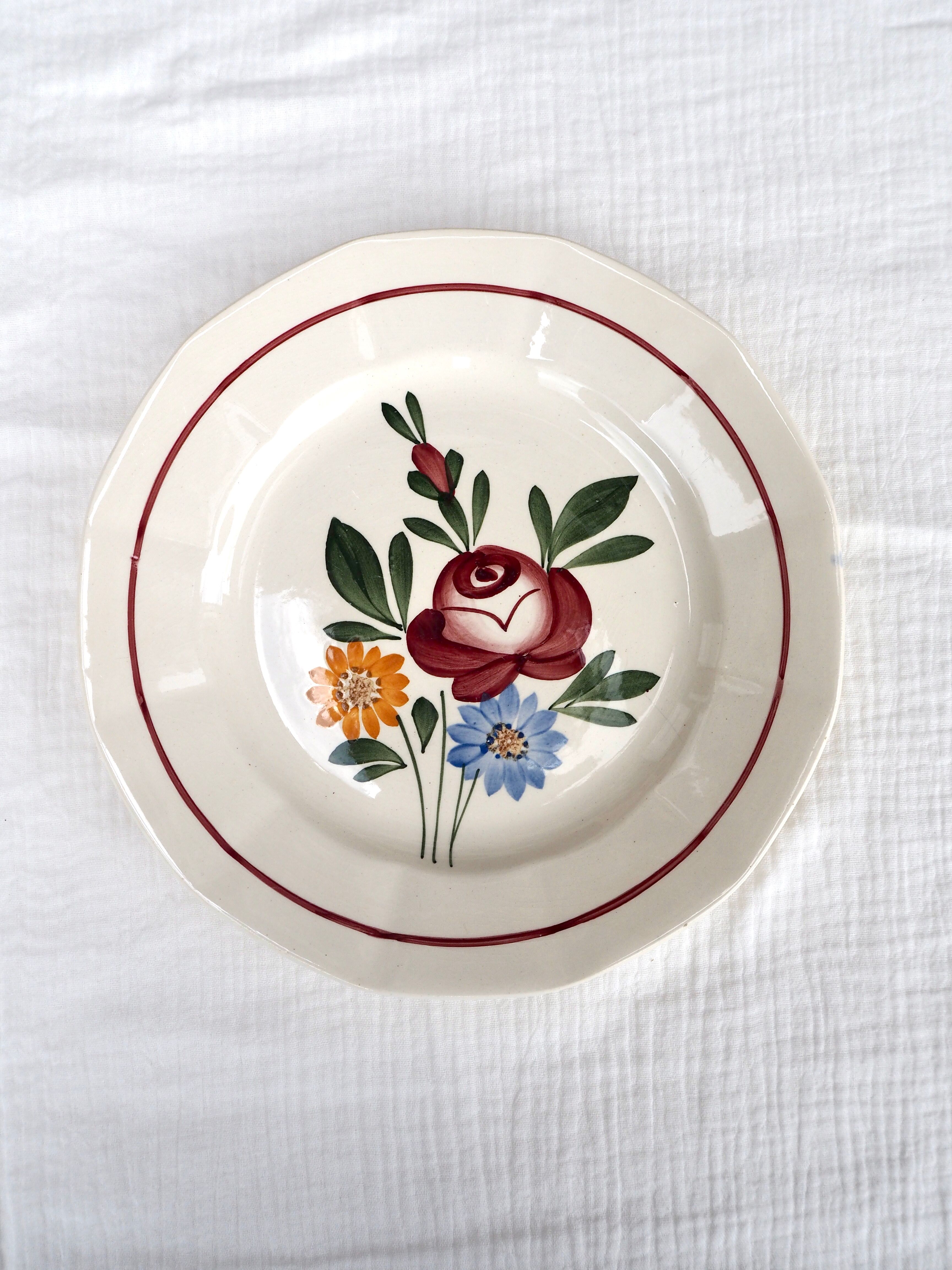 Set de 10 assiettes plates Sarreguemines, modèle Chatenois