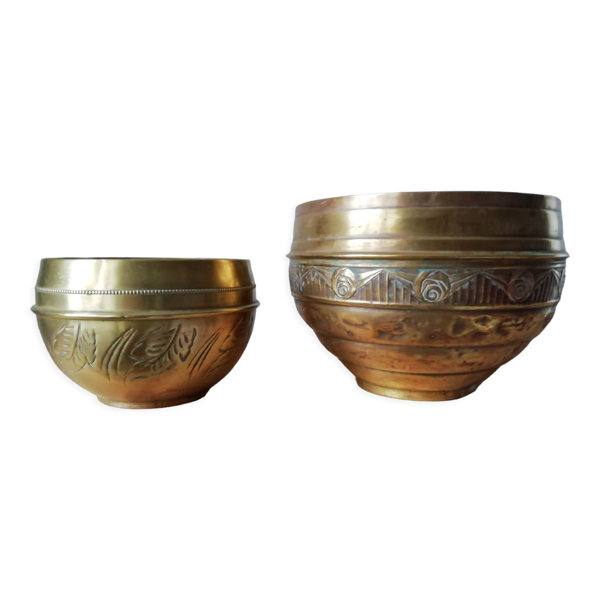 Set of 2 brass pot covers