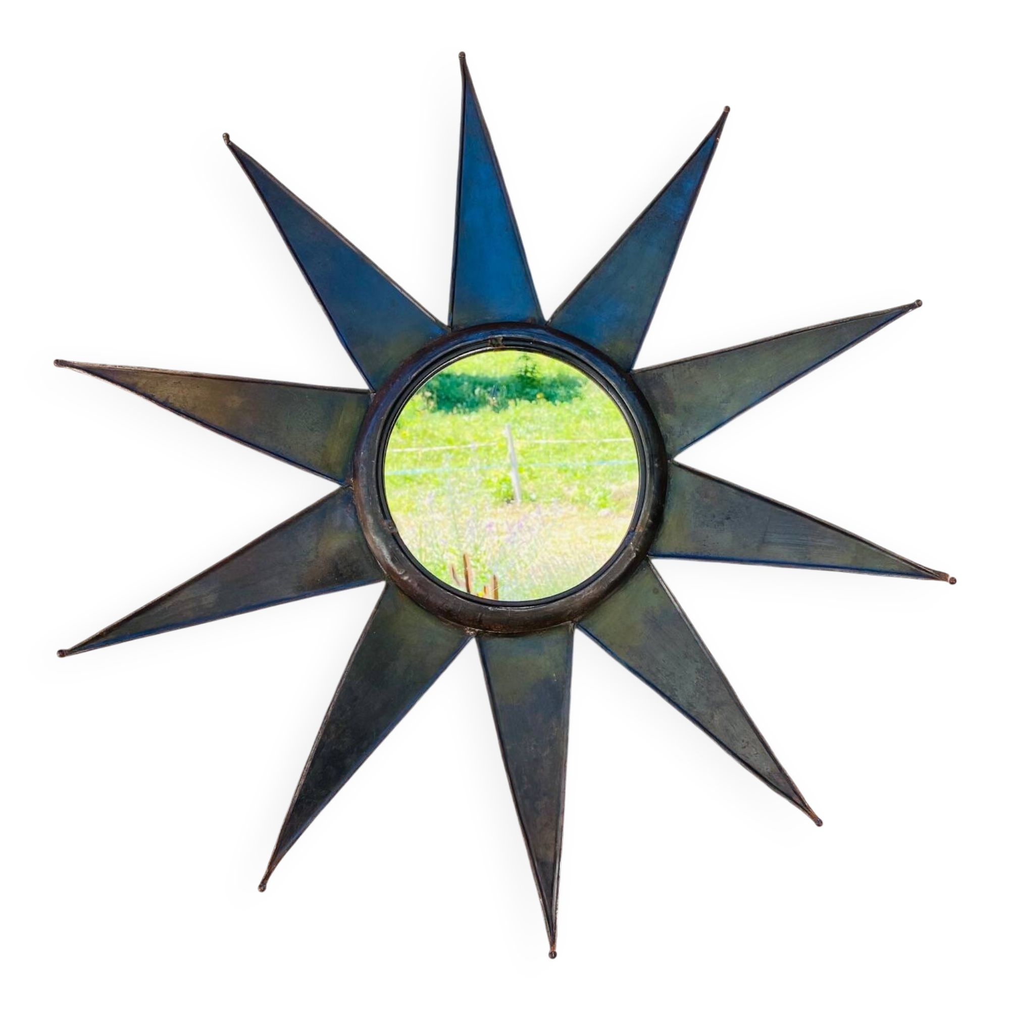 Antique metal sun mirror 70x70cm