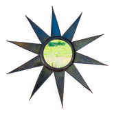 Antique metal sun mirror 70x70cm