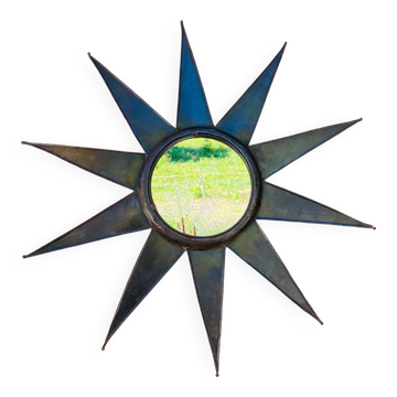Miroir soleil antique en métal