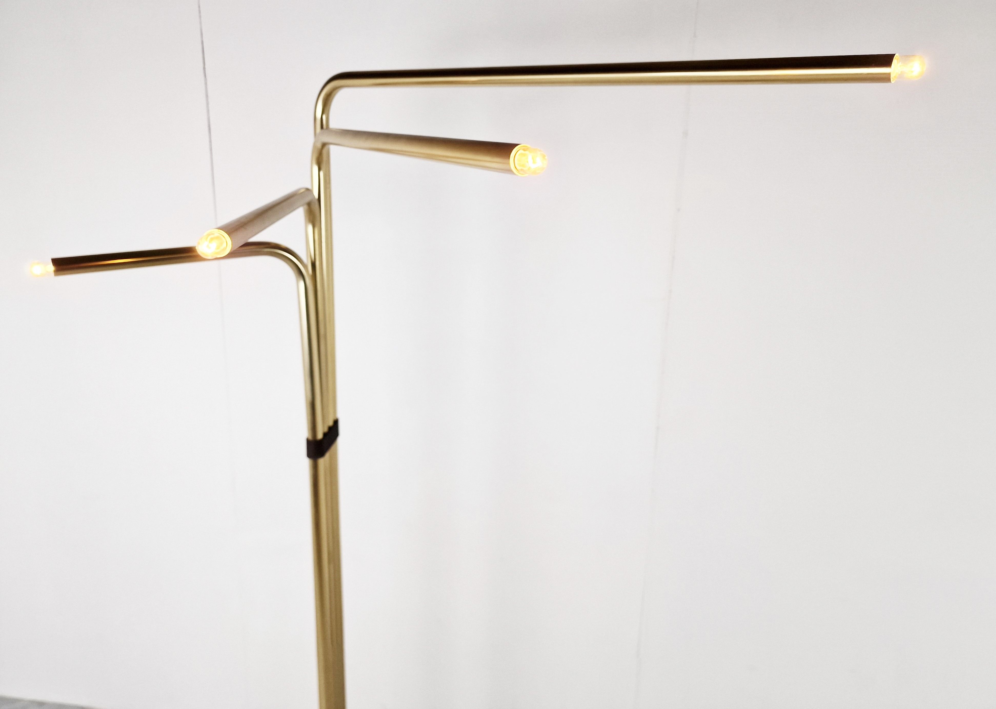 Adjustable floor lamps by Goffredo Reggiani in Brass, Italy, 1970