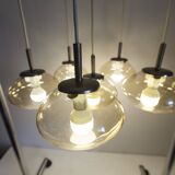 Lustre cascade à 6 gouttes d'eau en verre fumé léger 1960