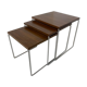 Set of 3 side tables trundle in teak and steel 1960s
