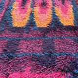Original Abstract Scandinavian High Pile Abstract Rya Rug Carpet, Sweden, 1960s