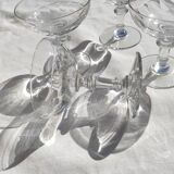 Champagne glasses 1 set of 4 crystal with flat ribs on curve