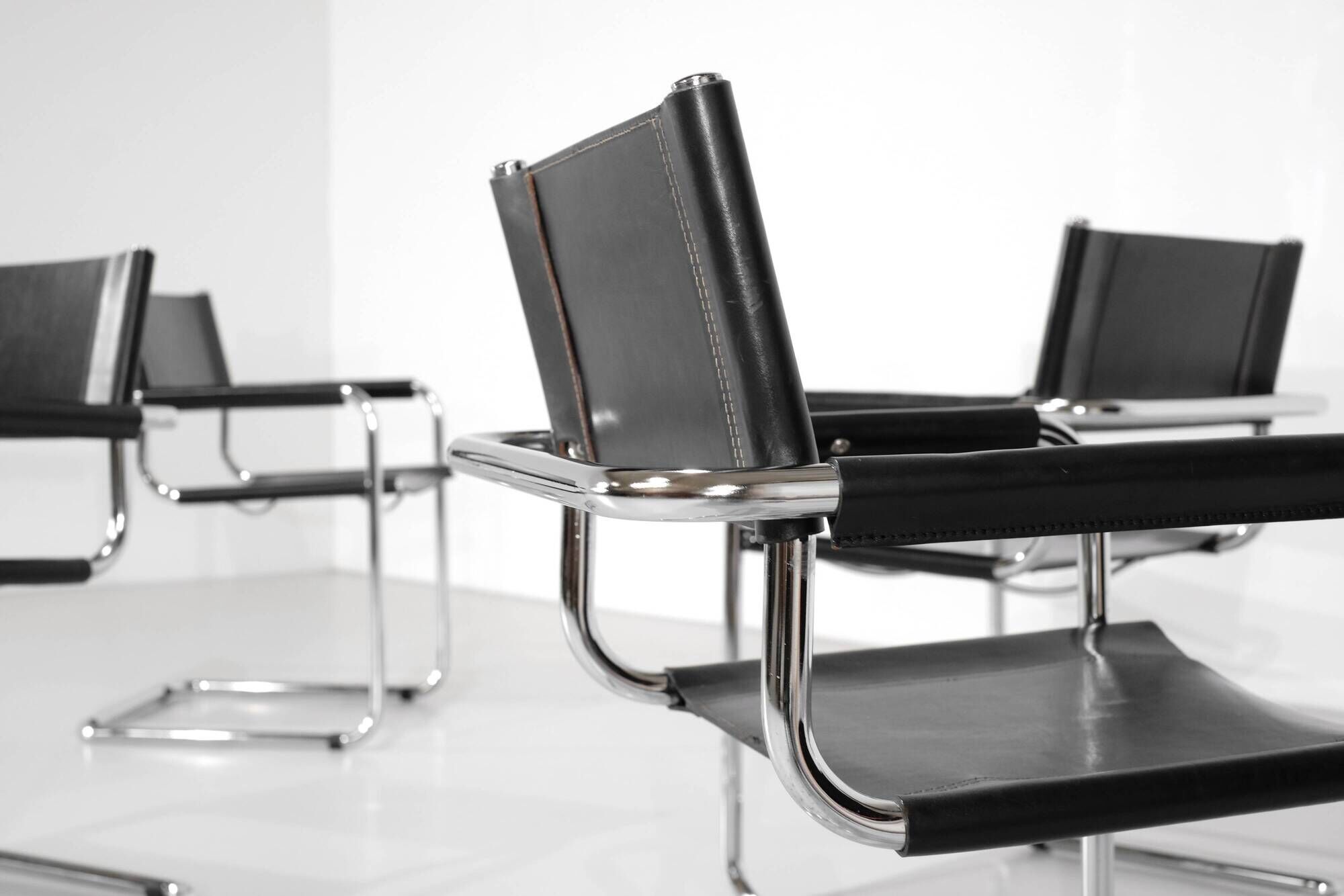 "S34" chairs by Mart Stam and Marcel Breuer for Fasem, Italy 1980s.