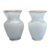 Set of 2 small vases like Frosted Boom grey/white and gold liseret