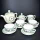 Toy Dinette Tea set in iridescent porcelain - silkscreened doll decoration 1920