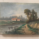 Suite of 3 paintings XIXth