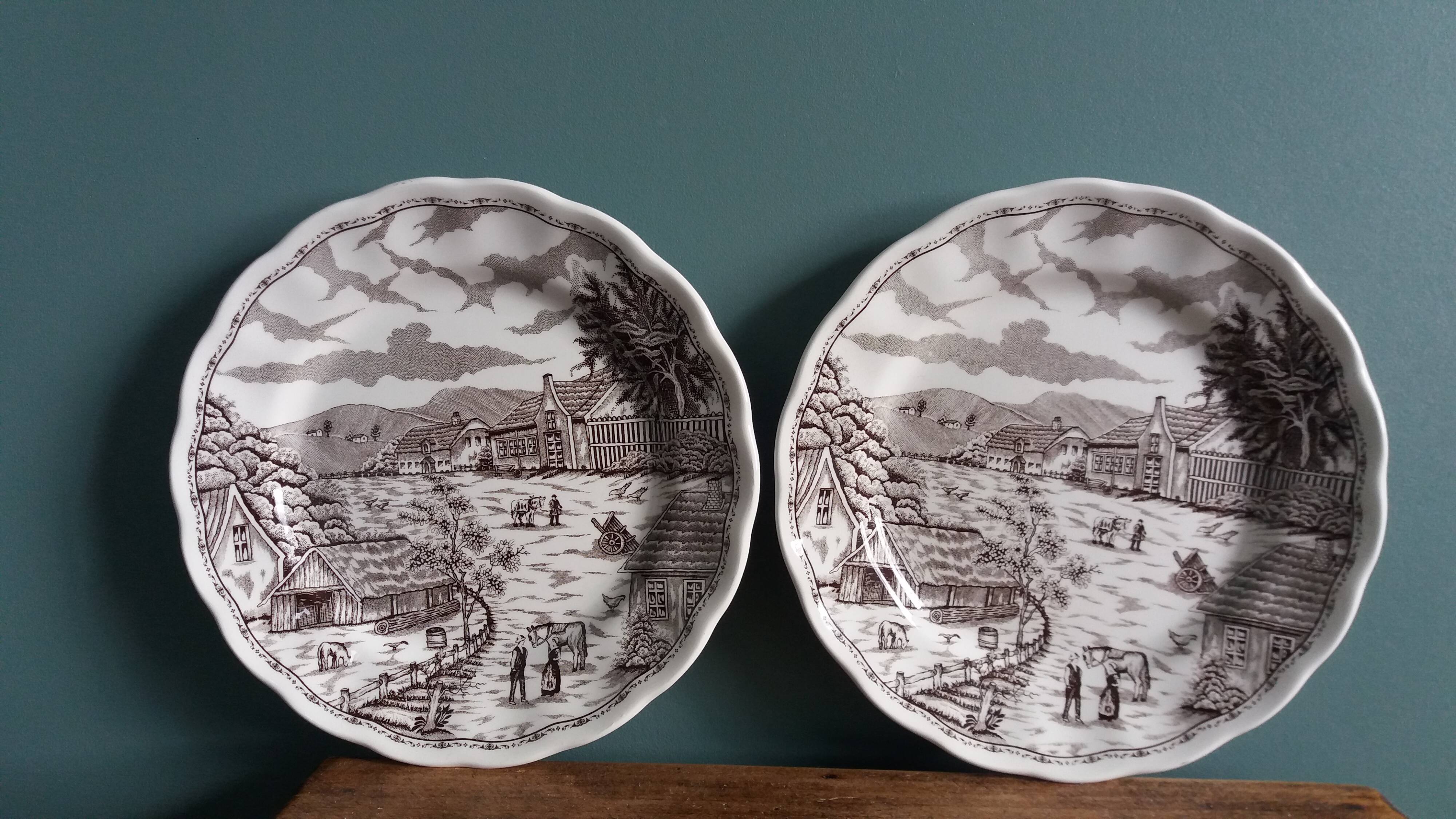 Assiettes décor english landscape, Fontebasso Italie
