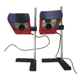 Vintage 70s red desk lamps “manade” by René Talopp