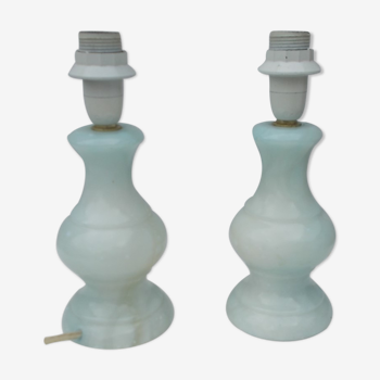 Pair of light blue alabaster lamps