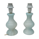Pair of light blue alabaster lamps