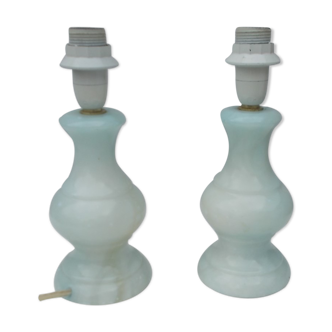Pair of light blue alabaster lamps