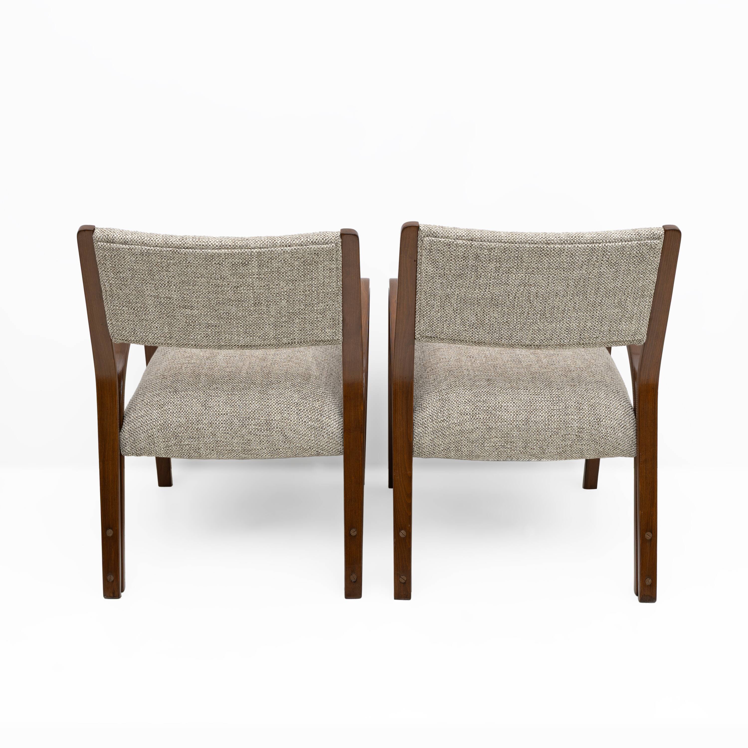 Art Deco Italian Fabric Two Armchairs and Small Sofa, 1930s