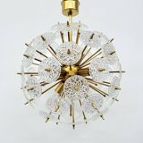 Val Saint Lambert crystal sputnik gold chandelier , 1960’s