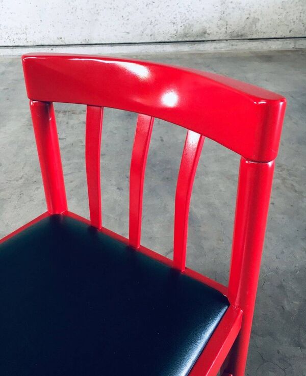 Mid-Century Modern Design Red Dining Chair Set, Belgium, 1960s, Set of 6