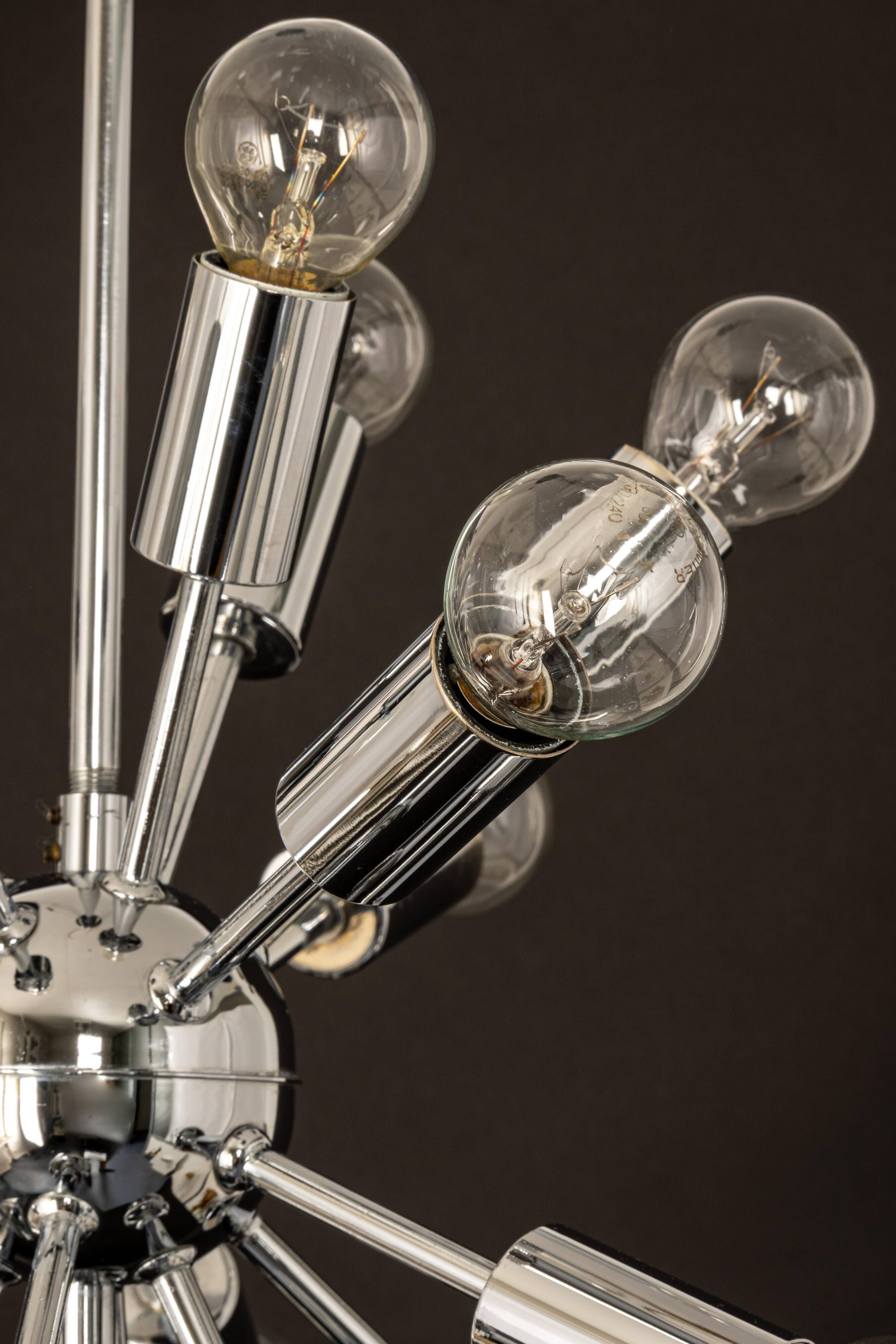 Small Atomium Sputnik space chrome pendant by Cosack, Germany, 1970s.