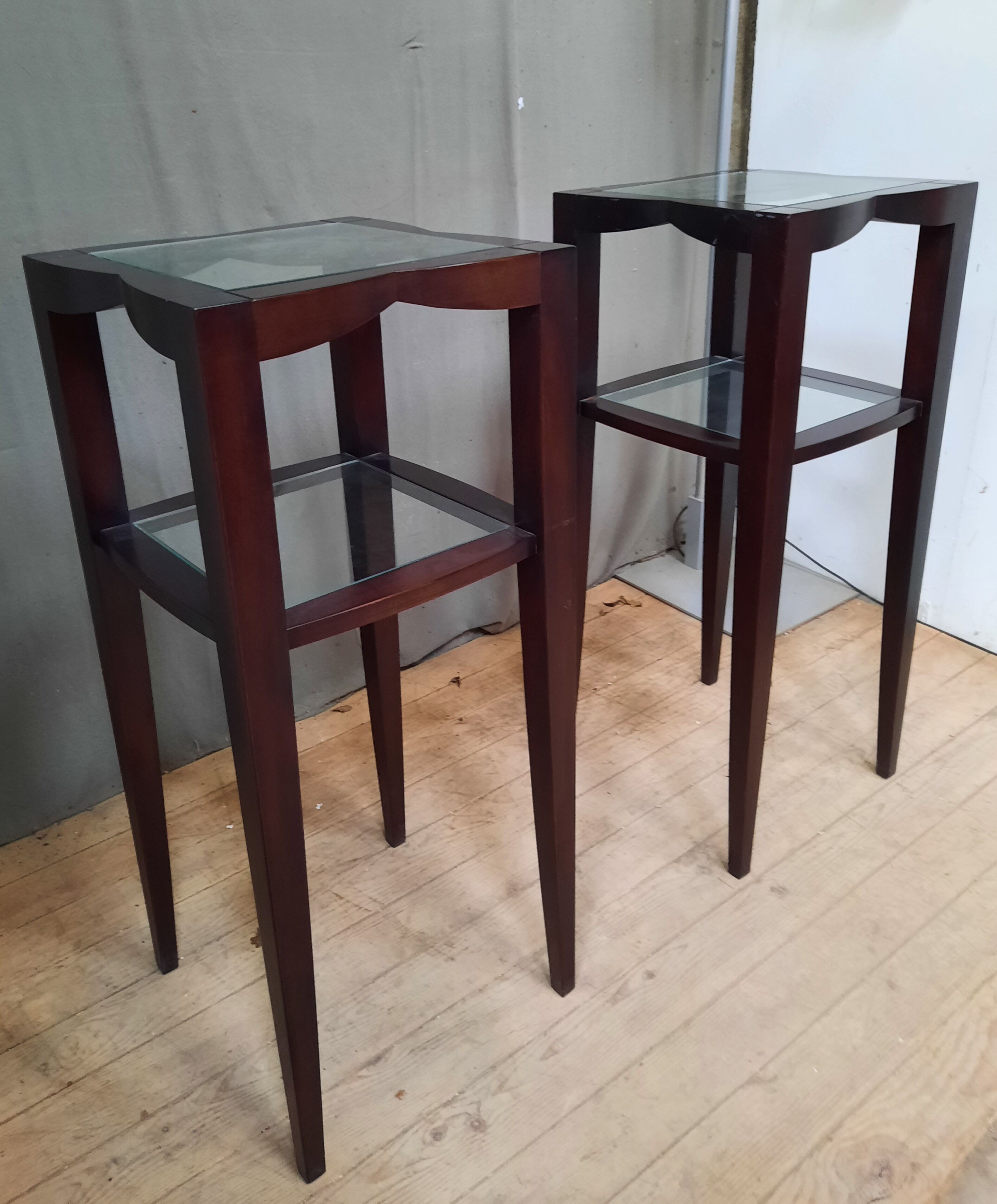 Pair of varnished wood selettes