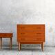 Scandinavian chest of drawers and bedside table from the 50s/60s, vintage teak