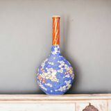 Asia, narrow neck ceramic vase, 20th century signature