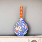 Asia, narrow neck ceramic vase, 20th century signature