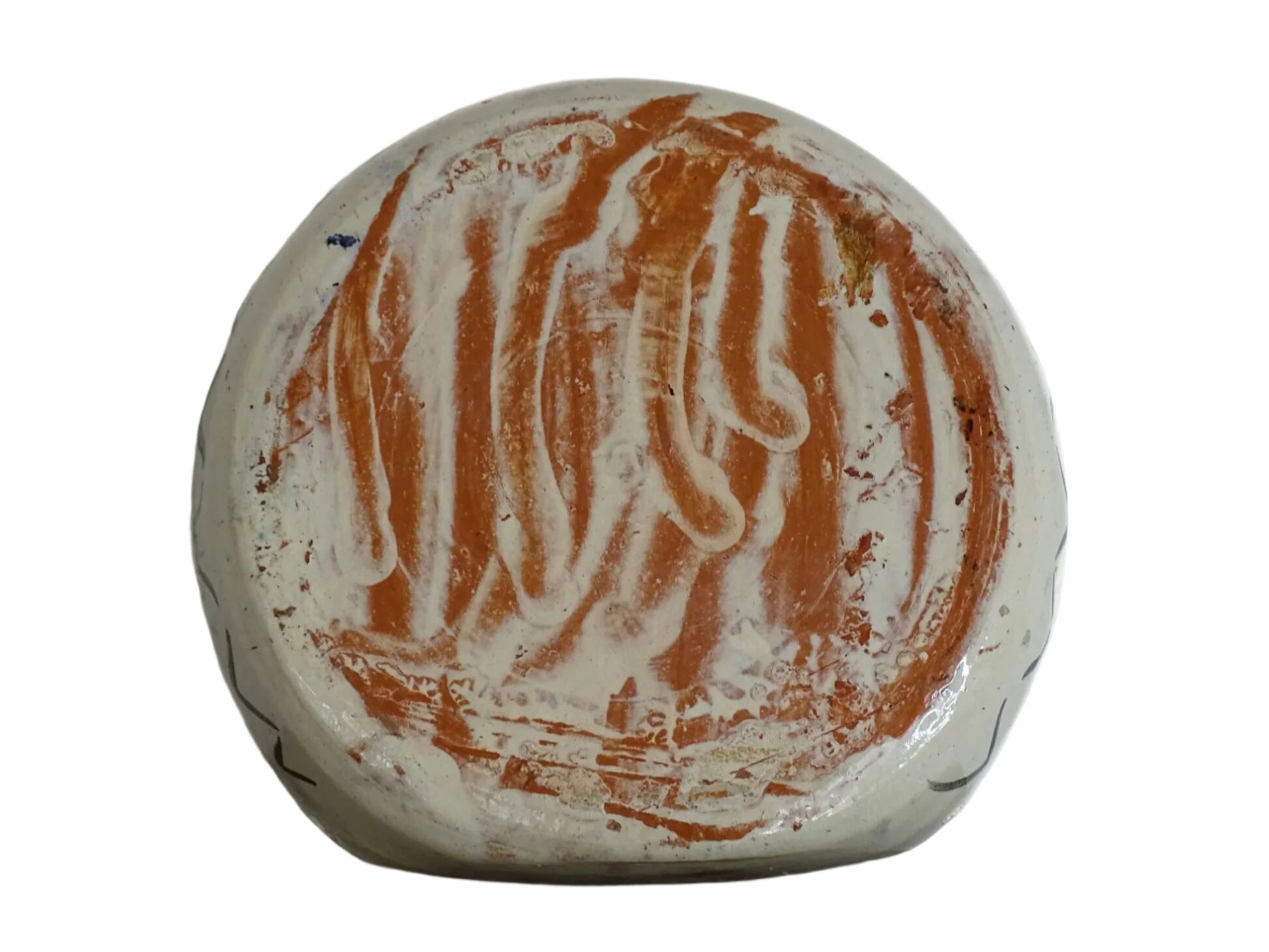 Bol ancien français en terre cuite émaillée à décor de paon