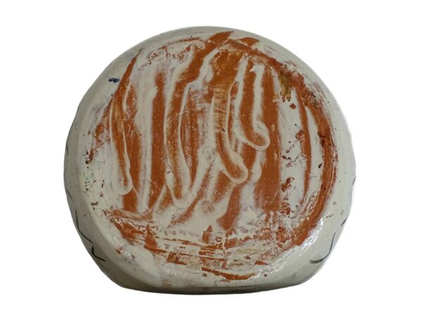 Bol ancien français en terre cuite émaillée à décor de paon