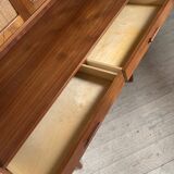 Scandinavian teak and rattan sideboard