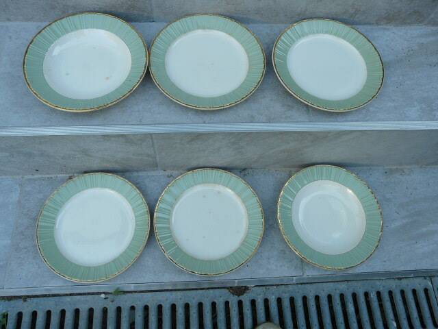 6 Vintage Celadon Plates by Villeroy & Boch from the 1950s