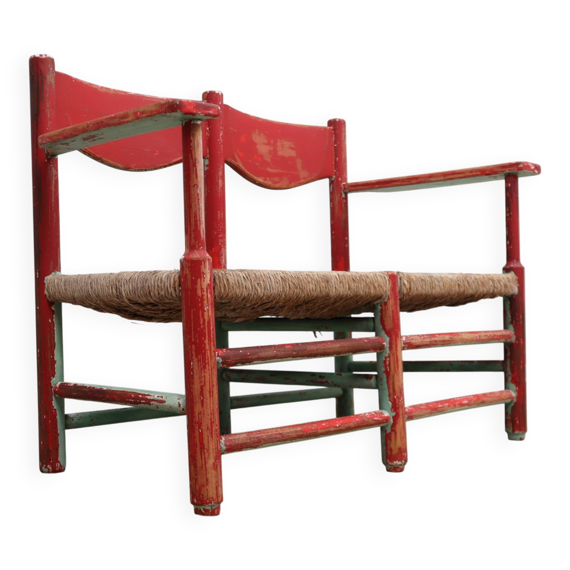 1930s Italian rustic wooden country chic bench
