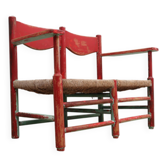1930s Italian rustic wooden country chic bench
