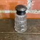 Saupoudreuse Sucrier Ancien Verre Moulé + Bouchon Métal Argenté Vintag