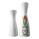 Pair of white opaline flower vases with floral decoration – 1970s