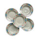 5 soup plates in speckled beige stoneware with floral pattern Tulowice Poland 1970
