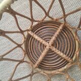 Vintage rattan pouf stool