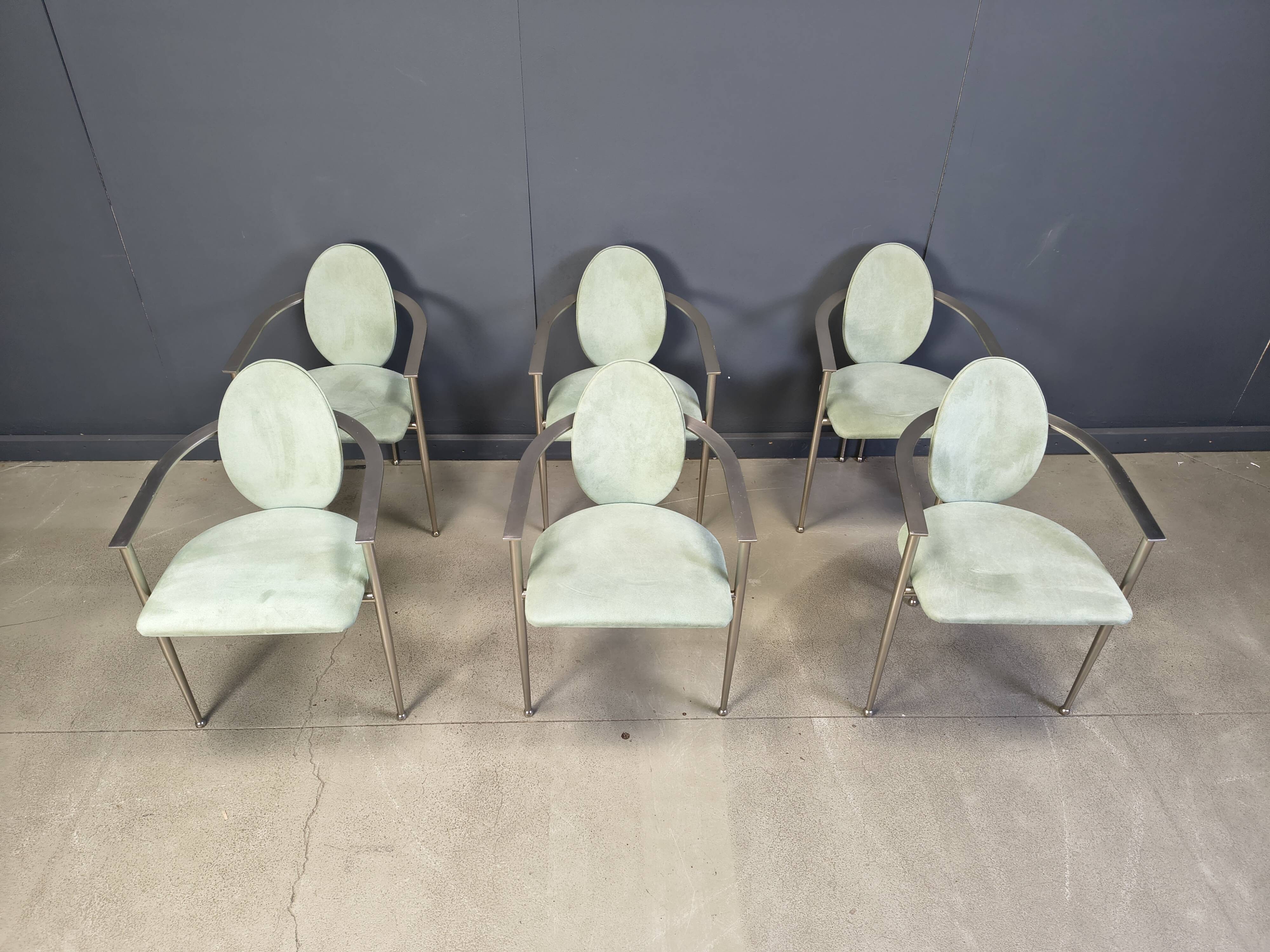 Vintage dining chairs by Belgo chrom, set of 6 - 1980s