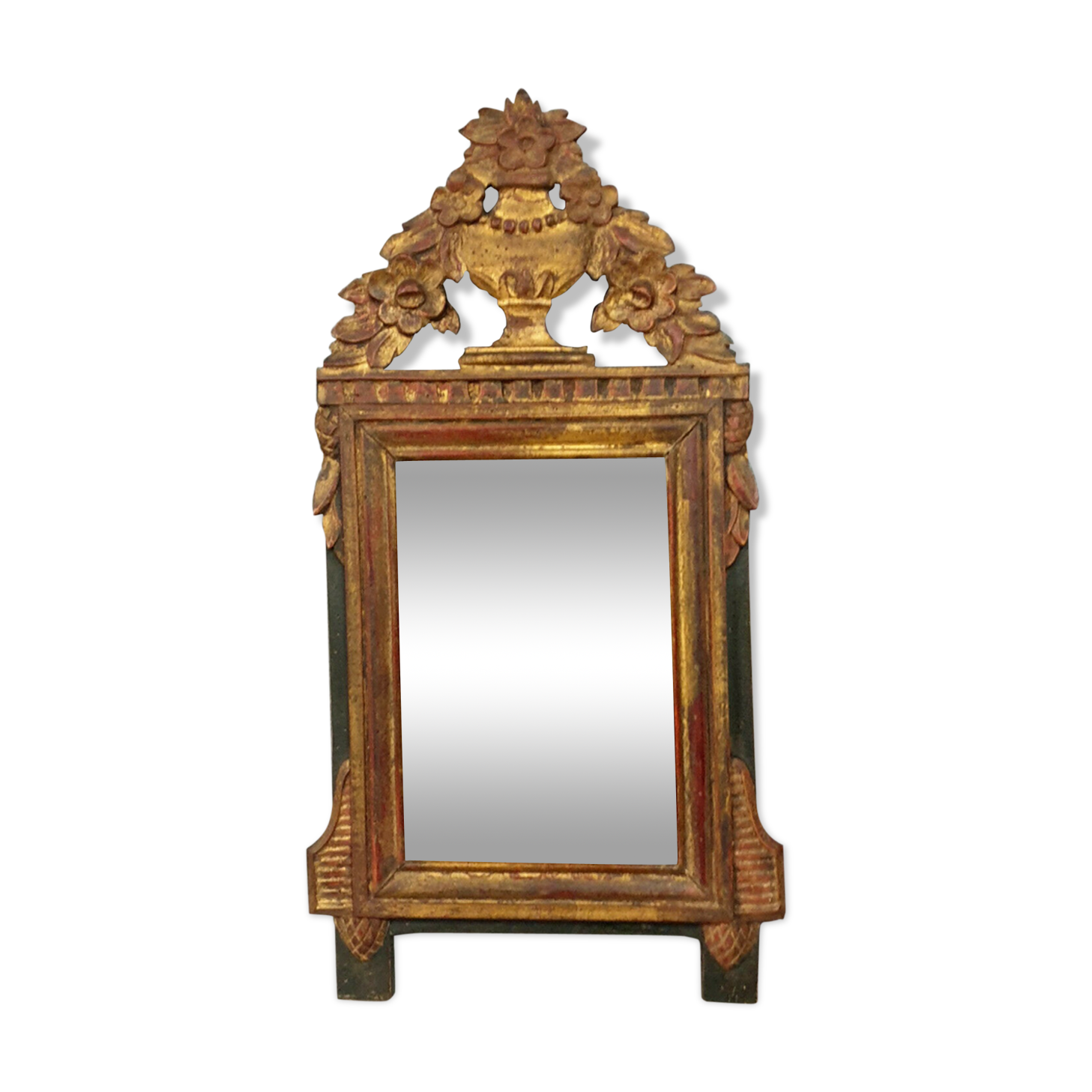 Louis XVI period mirror in gilded and laqué wood around 1800