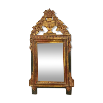 Louis XVI period mirror in gilded and laqué wood around 1800