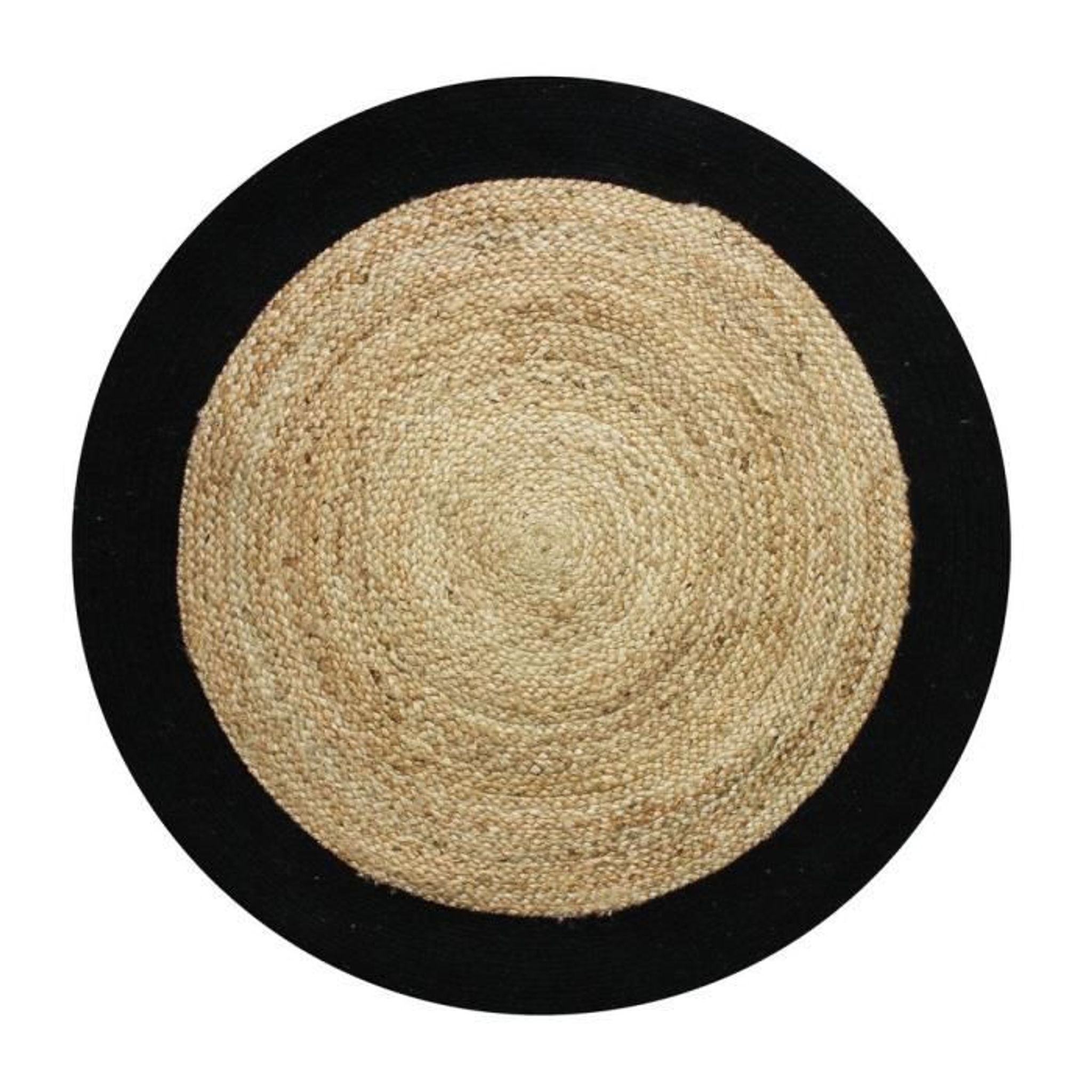 Tapis en jute et coton noir beige 90 cm
