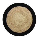Carpet in jute and cotton black beige 90 cm