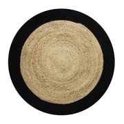 Tapis en jute et coton noir beige 90 cm