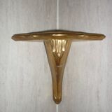 Golden wood corner console shelf
